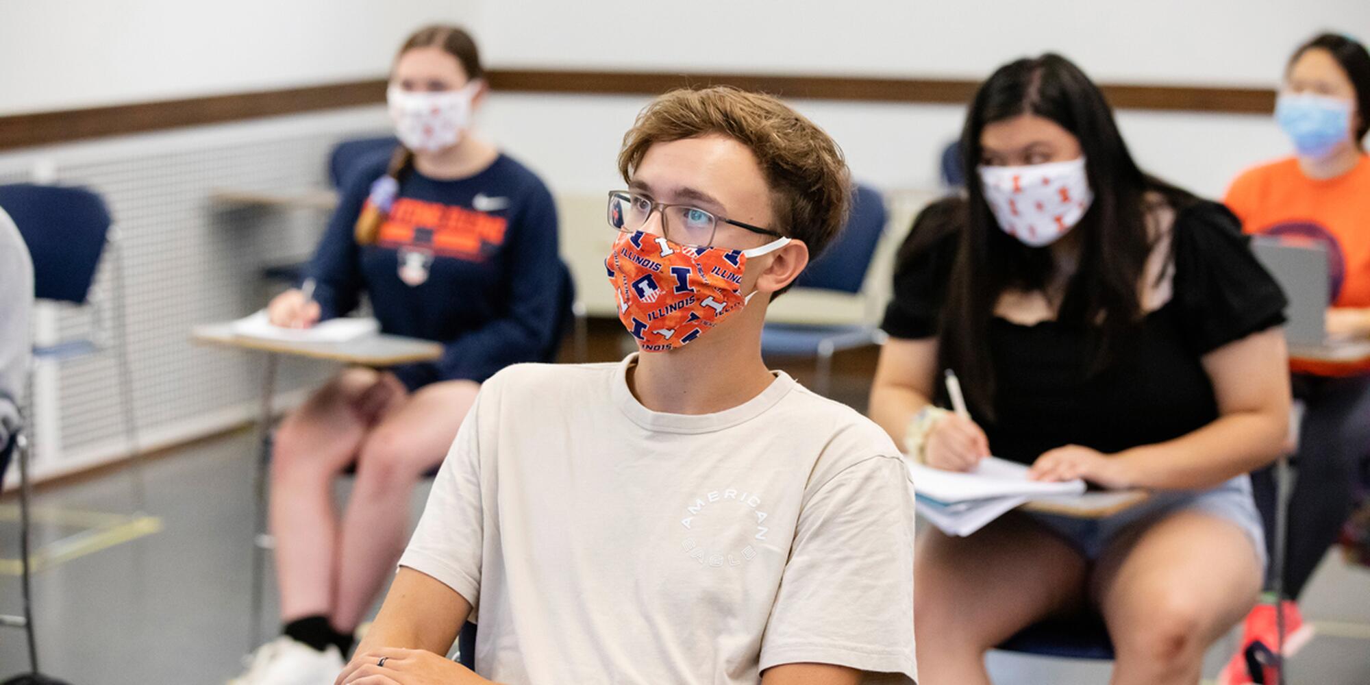 students with face masks