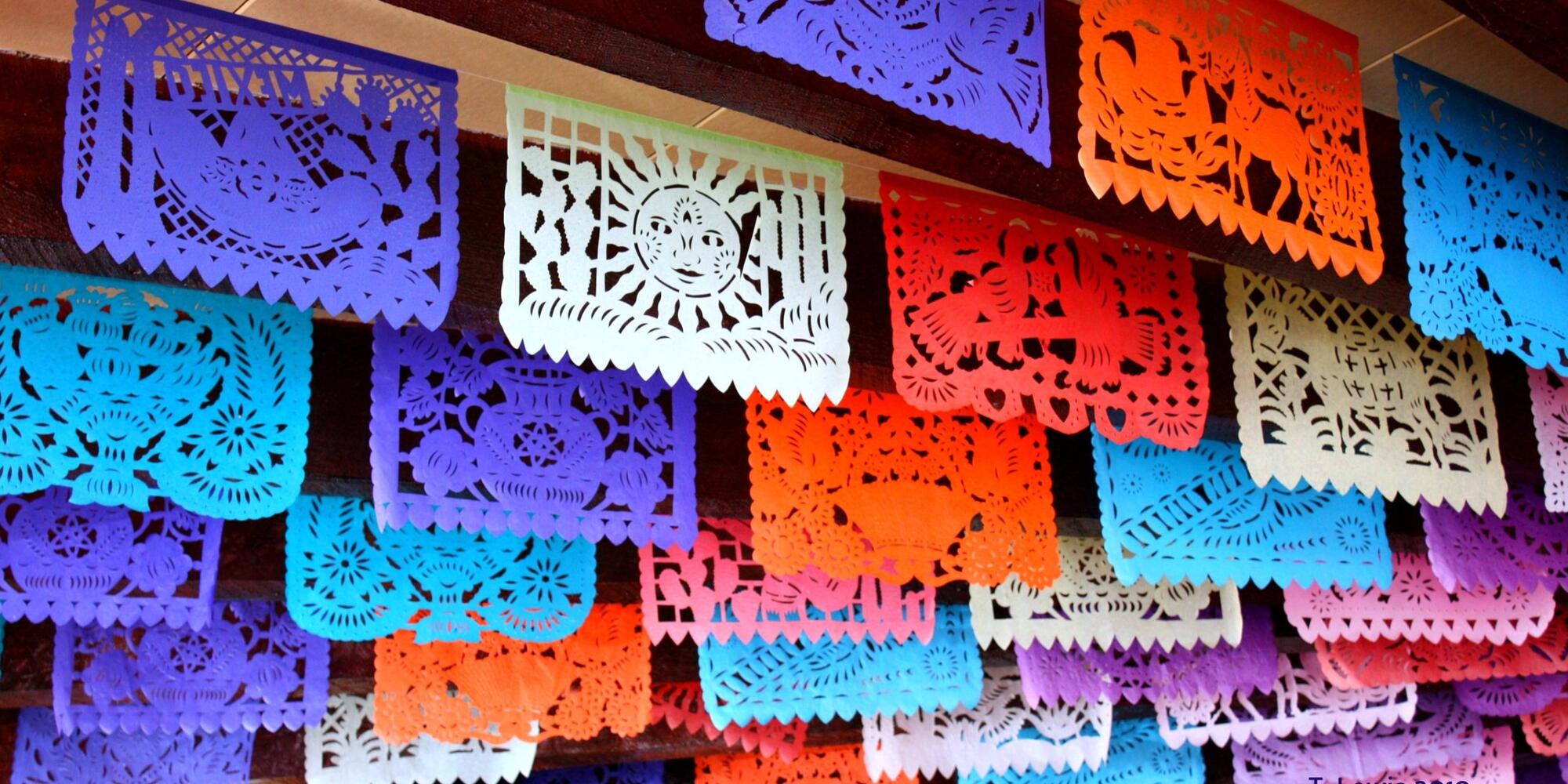 Traditional paper flags to celebrate day of the dead.