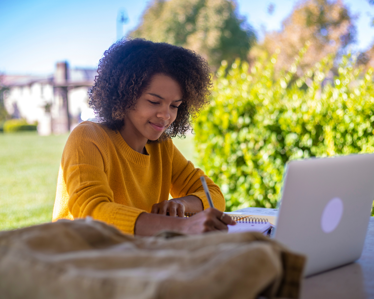 Student working on a computer