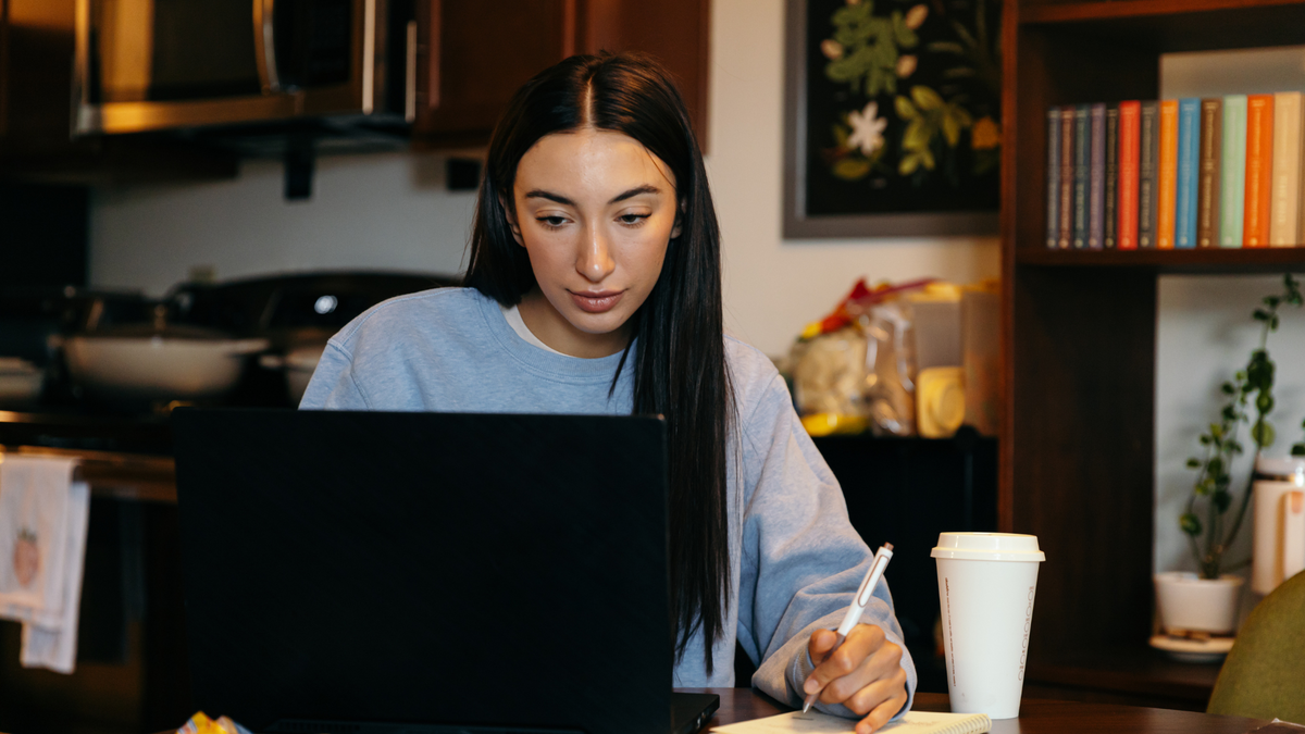 Student working on a computer