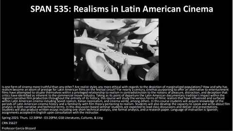 SPAN 535: Realisms in Latin American Cinema