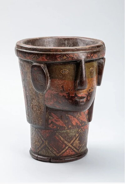 Kero, Colonial Inca, 18th c. Wood with lacquer paint. The Fred Olsen Collection. 1967-29-403.